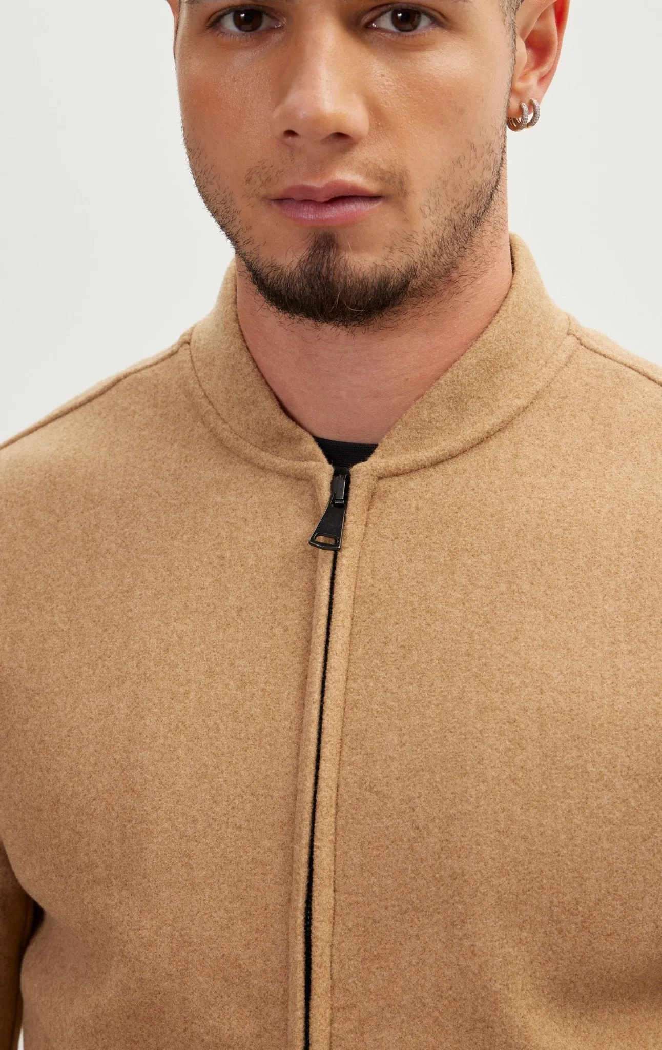 Relaxed Unlined Varsity Jacket - Camel