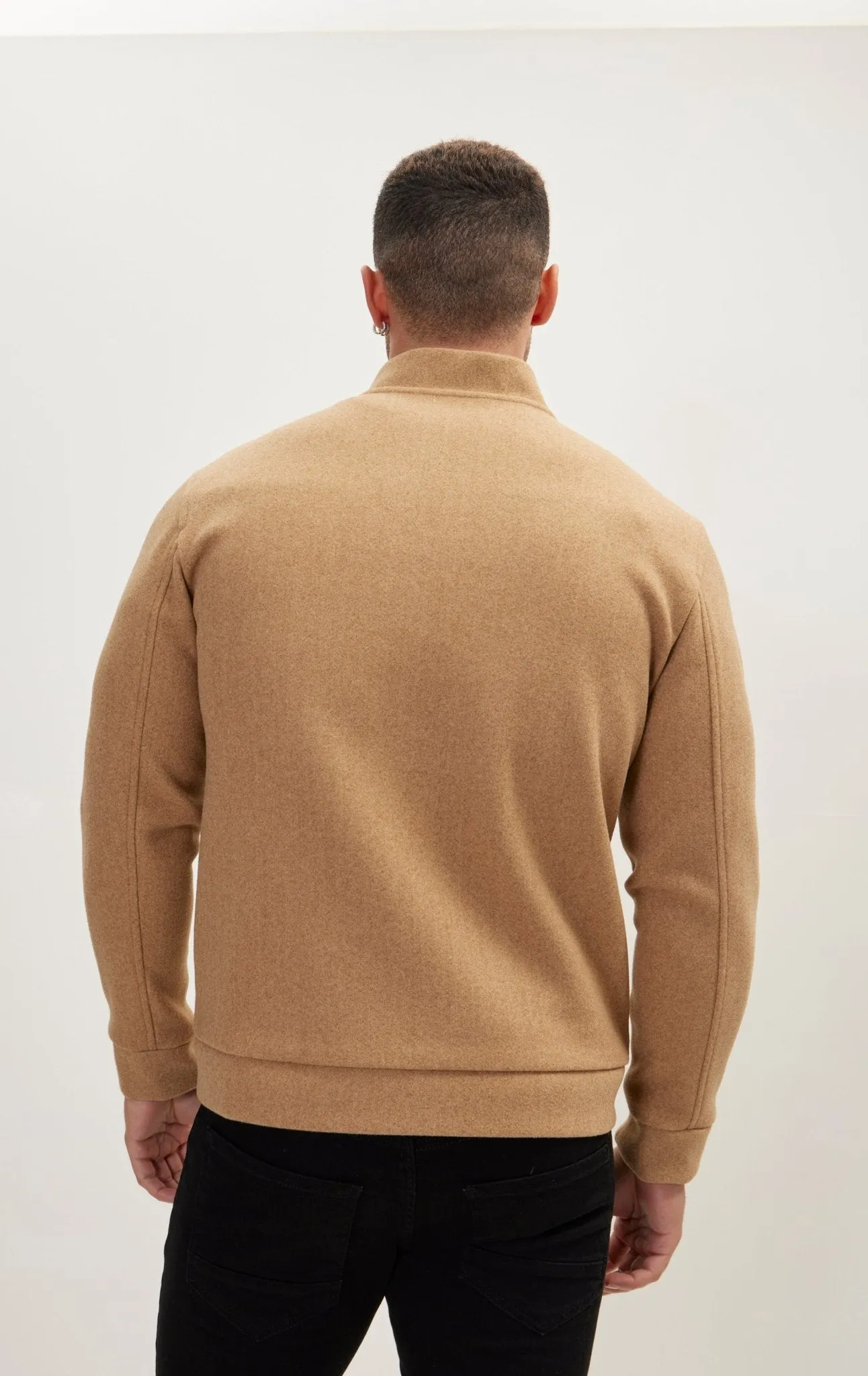 Relaxed Unlined Varsity Jacket - Camel