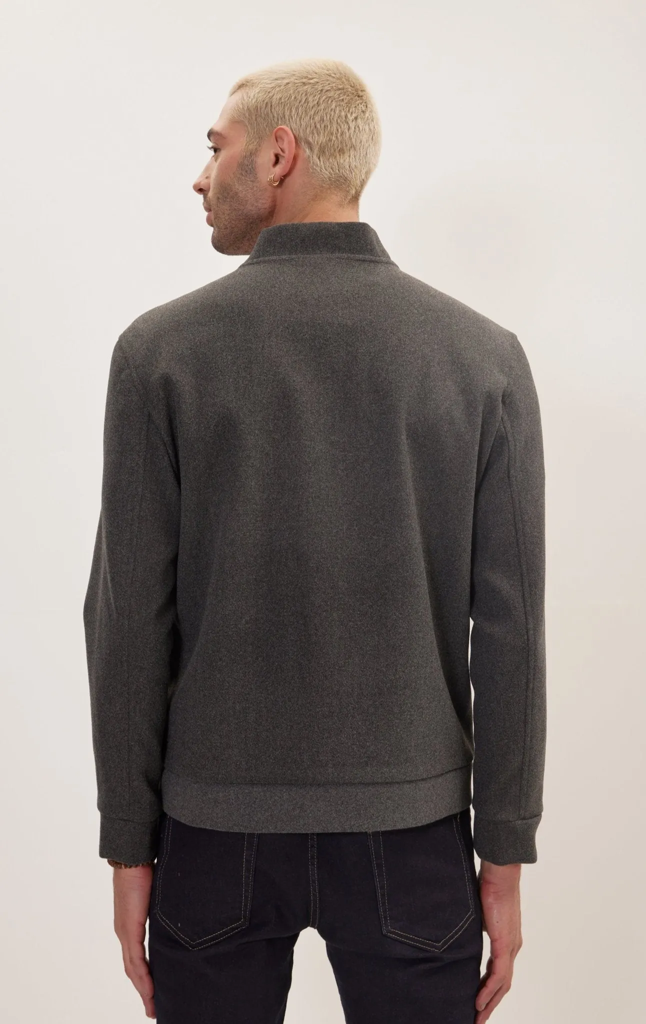 Relaxed Unlined Varsity Zipper Jacket - Anthracite