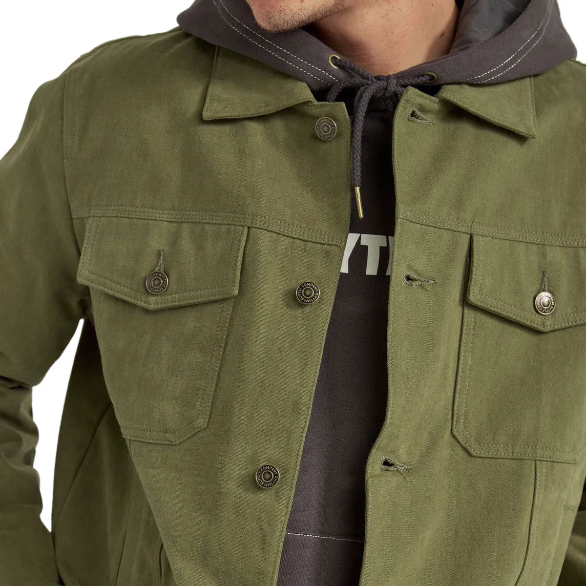 Rhythm Brushed Twill Trucker Jacket - Olive