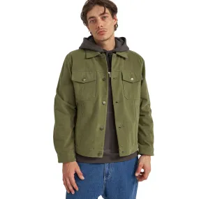 Rhythm Brushed Twill Trucker Jacket - Olive