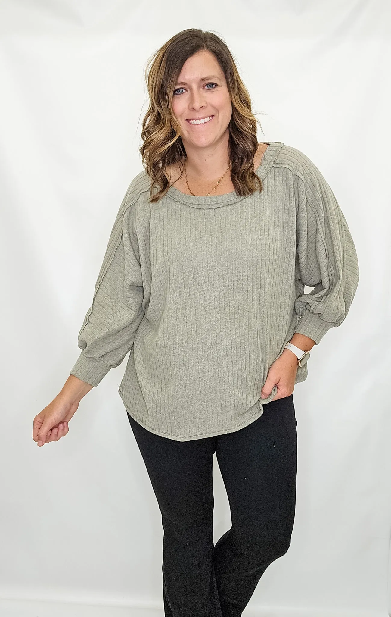 Ribbed Thermal Long Sleeve Top - Extended Sizes
