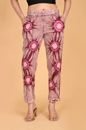 ROSE PINK BANDHEJ COTTON PANTS