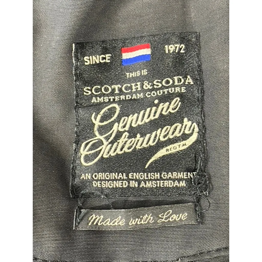 SCOTCH & SODA Men's Black Solid Zip-Up Hooded Water Resistant Parka Jacket SZ S