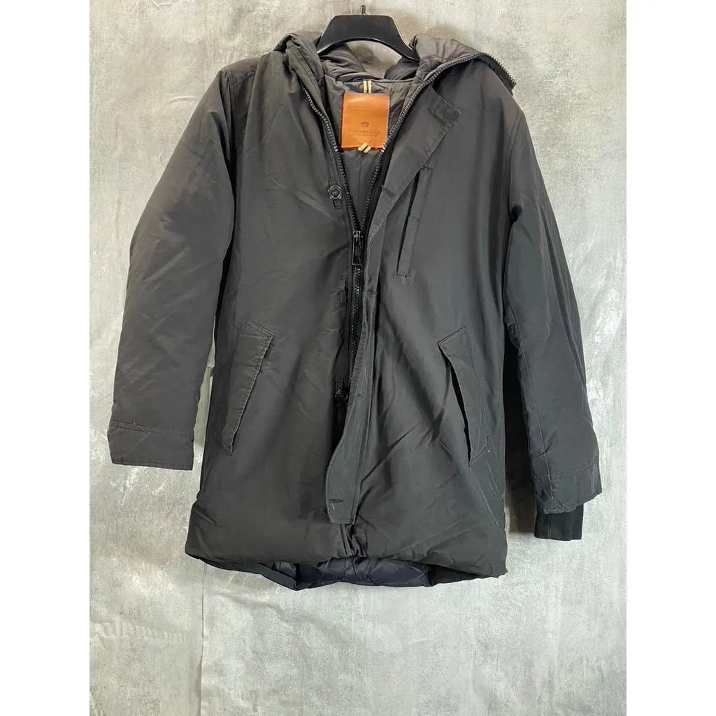 SCOTCH & SODA Men's Black Solid Zip-Up Hooded Water Resistant Parka Jacket SZ S