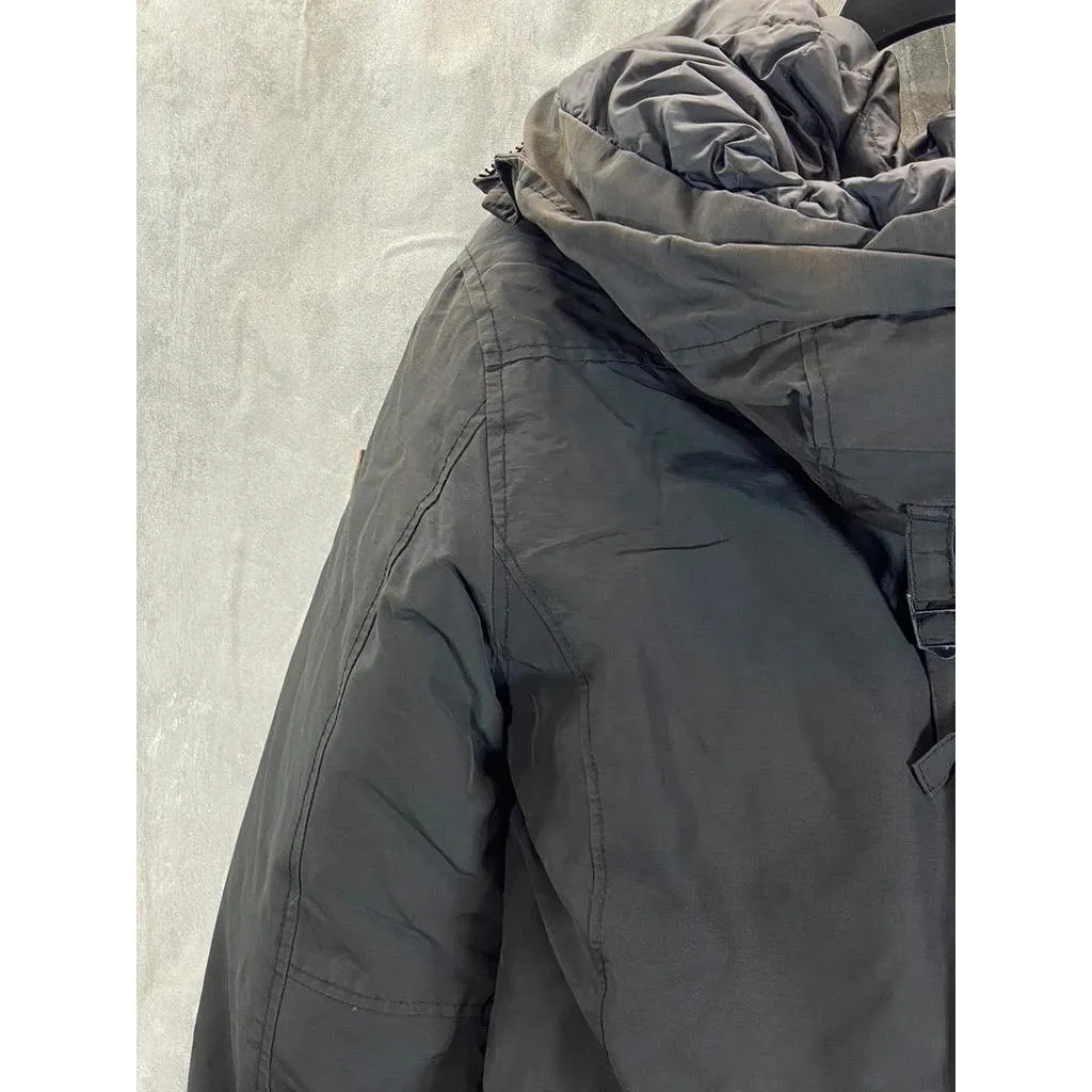 SCOTCH & SODA Men's Black Solid Zip-Up Hooded Water Resistant Parka Jacket SZ S