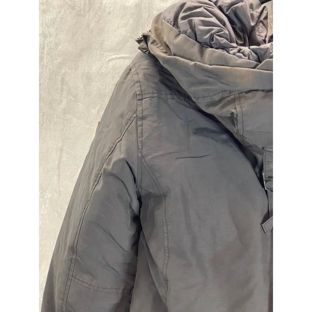 SCOTCH & SODA Men's Black Solid Zip-Up Hooded Water Resistant Parka Jacket SZ S