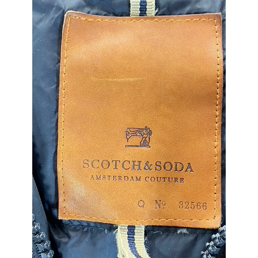 SCOTCH & SODA Men's Black Solid Zip-Up Hooded Water Resistant Parka Jacket SZ S
