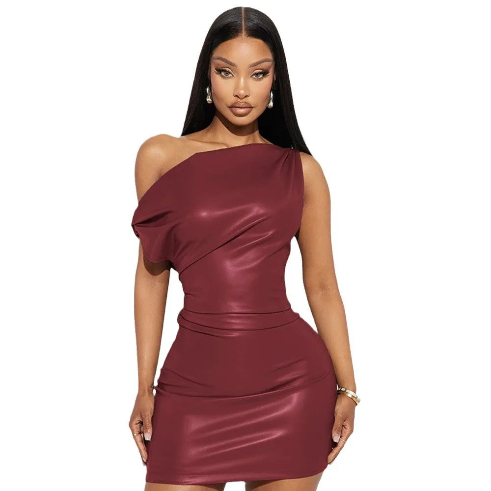 Sexy Faux Leather Mini Dress