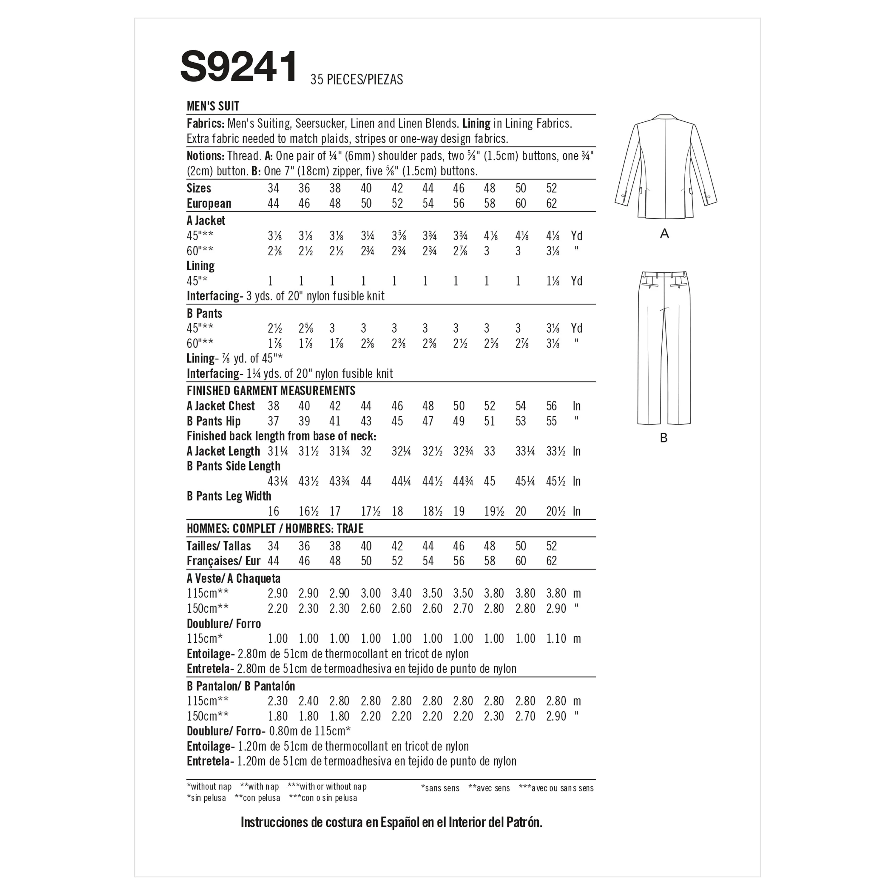 Simplicity Pattern 9241 Men's uit