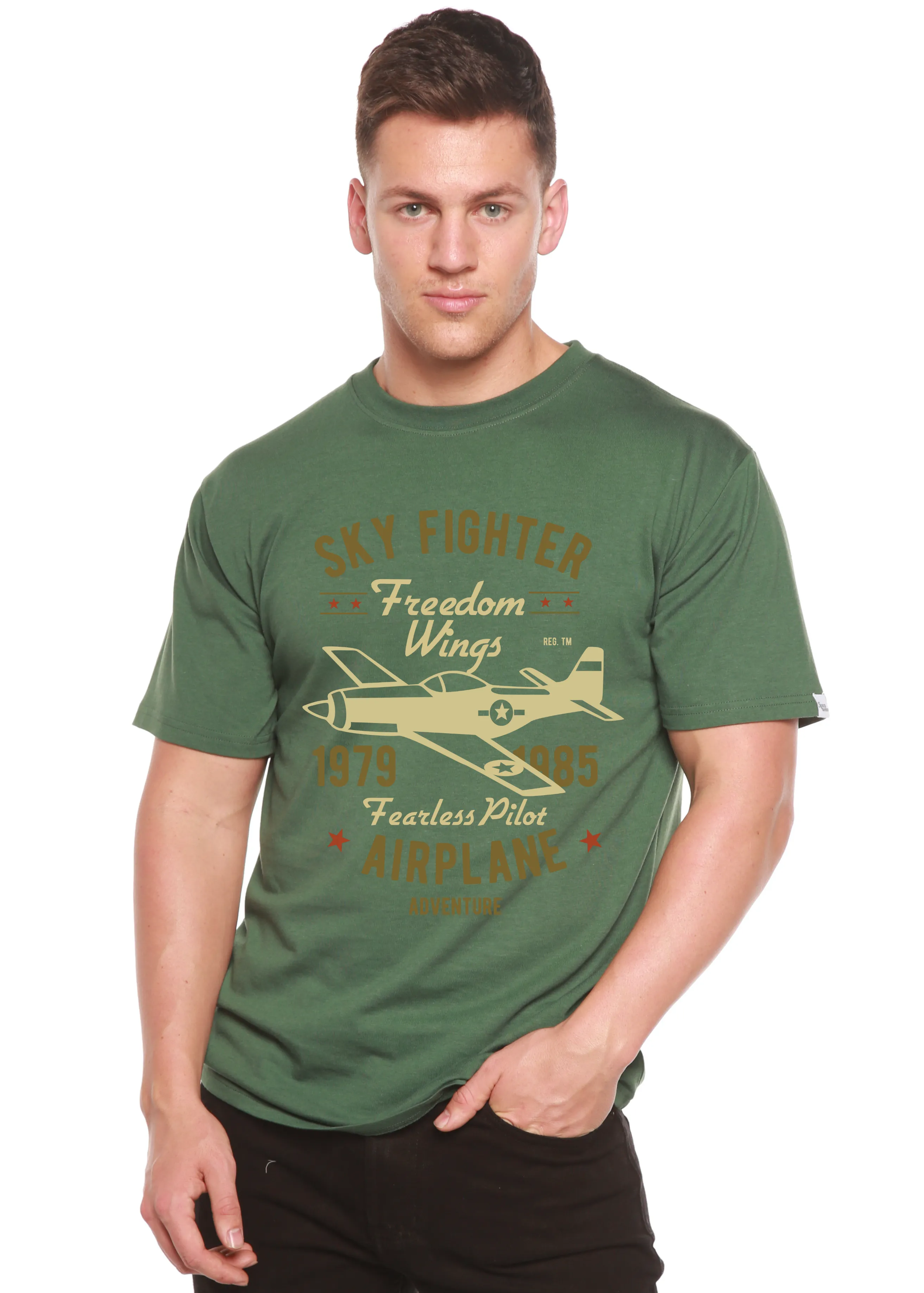 Sky Fighter Spun Bamboo® Men's Bamboo Viscose/Organic Cotton Short Sleeve Graphic T-Shirt