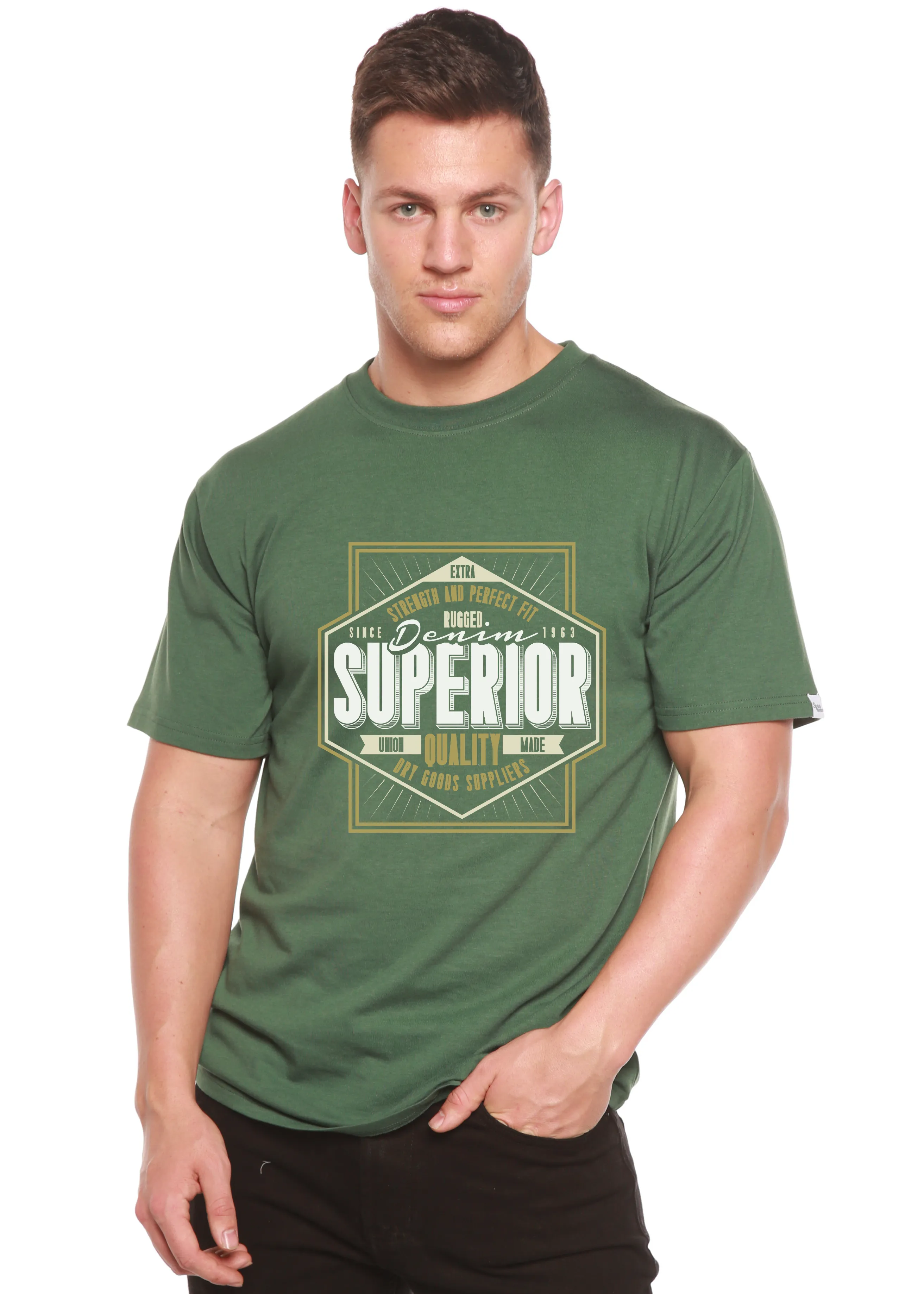 Superior Quality Men's Bamboo Viscose/Organic Cotton Short Sleeve Graphic T-Shirt
