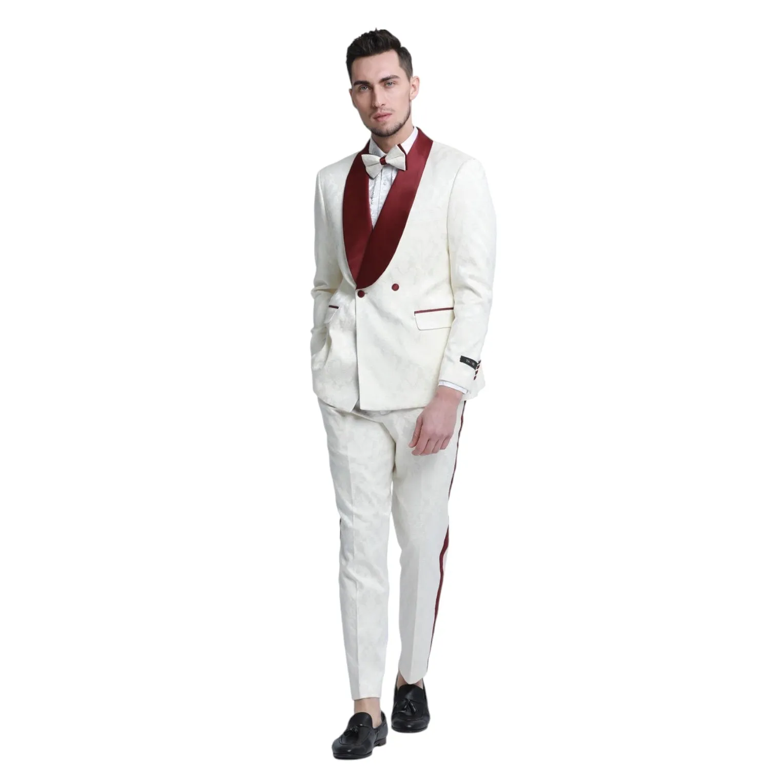TAZZIO: Satin Lapel Skinny Fit Suit M341SK