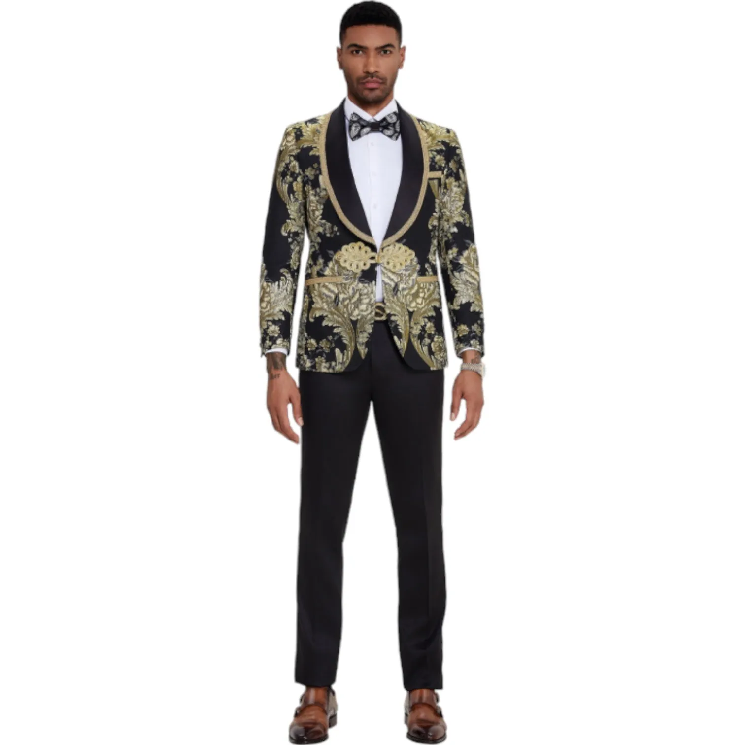 TAZZIO: Textured 3pc Skinny Fit Suit M413SK-02