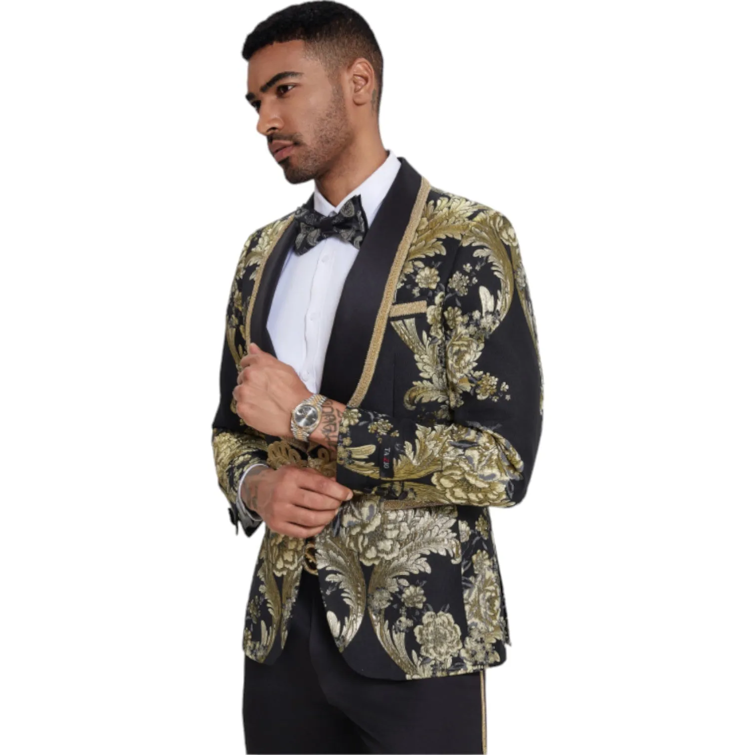 TAZZIO: Textured 3pc Skinny Fit Suit M413SK-02