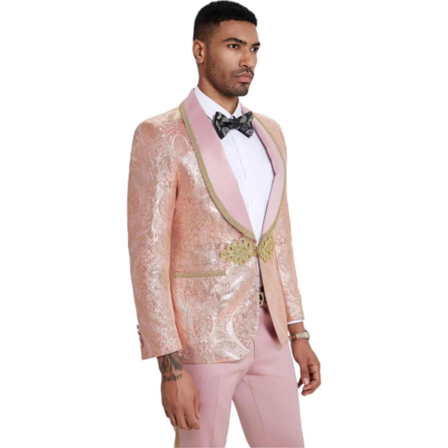 TAZZIO: Textured 3pc Skinny Fit Suit M413SK-02