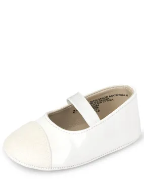 The Children's Place Baby Girls and Newborn Ballet Flats, White, 6 Months-12 Months infant