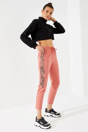 TMY Powder Sides Leopard Pattern Comfortable Fit Slim Leg Women's Sweatpants - 94572 - Blaine