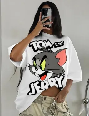 Tom and jerry women oversized tshirt