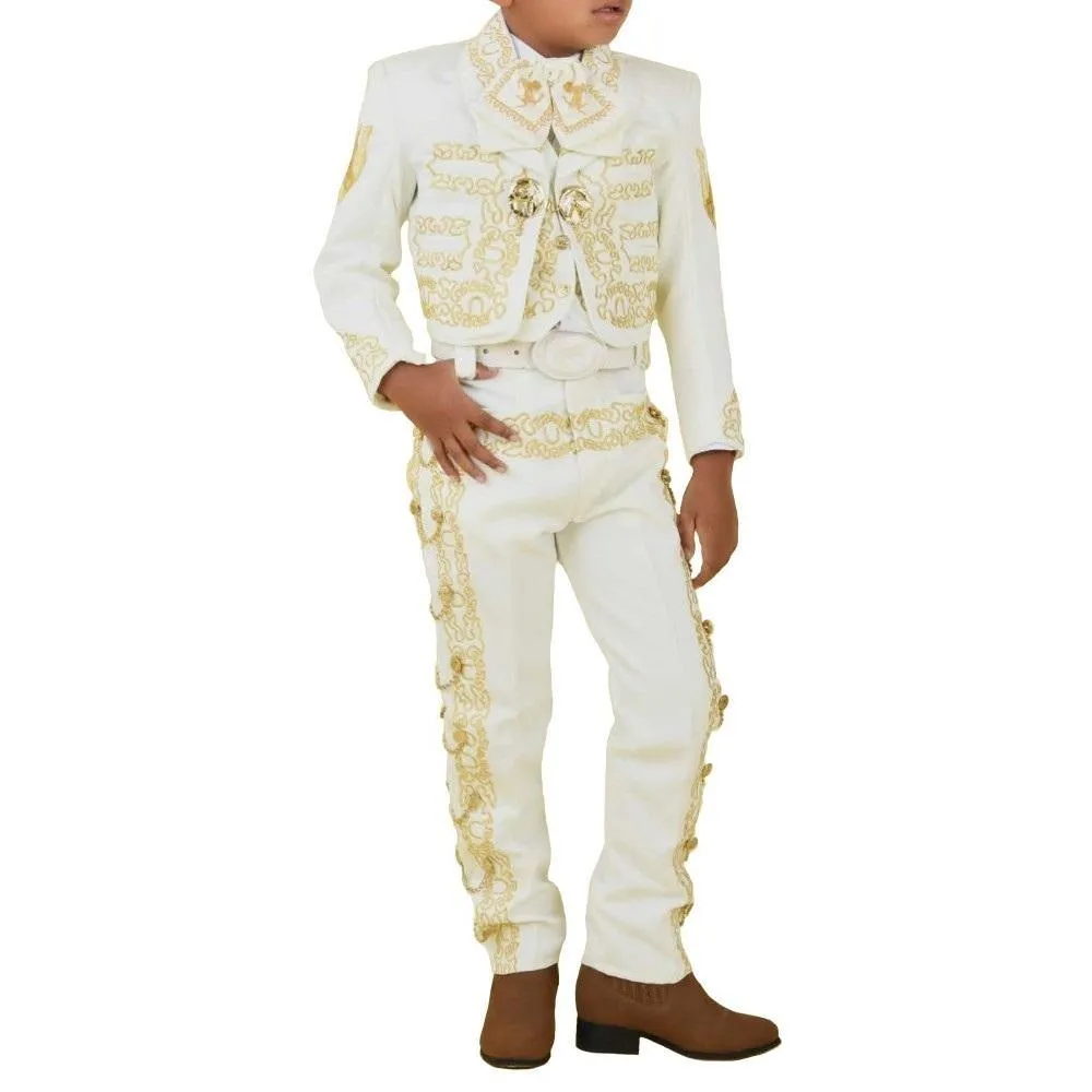 Traje Charro de Gala para Niño (TODO INCLUIDO) Hueso con Oro imp-72341