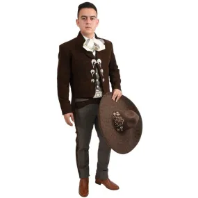 Traje Charro de Lujo Bordado Fino Hilo Metálico para Hombre Cafe WD-1037