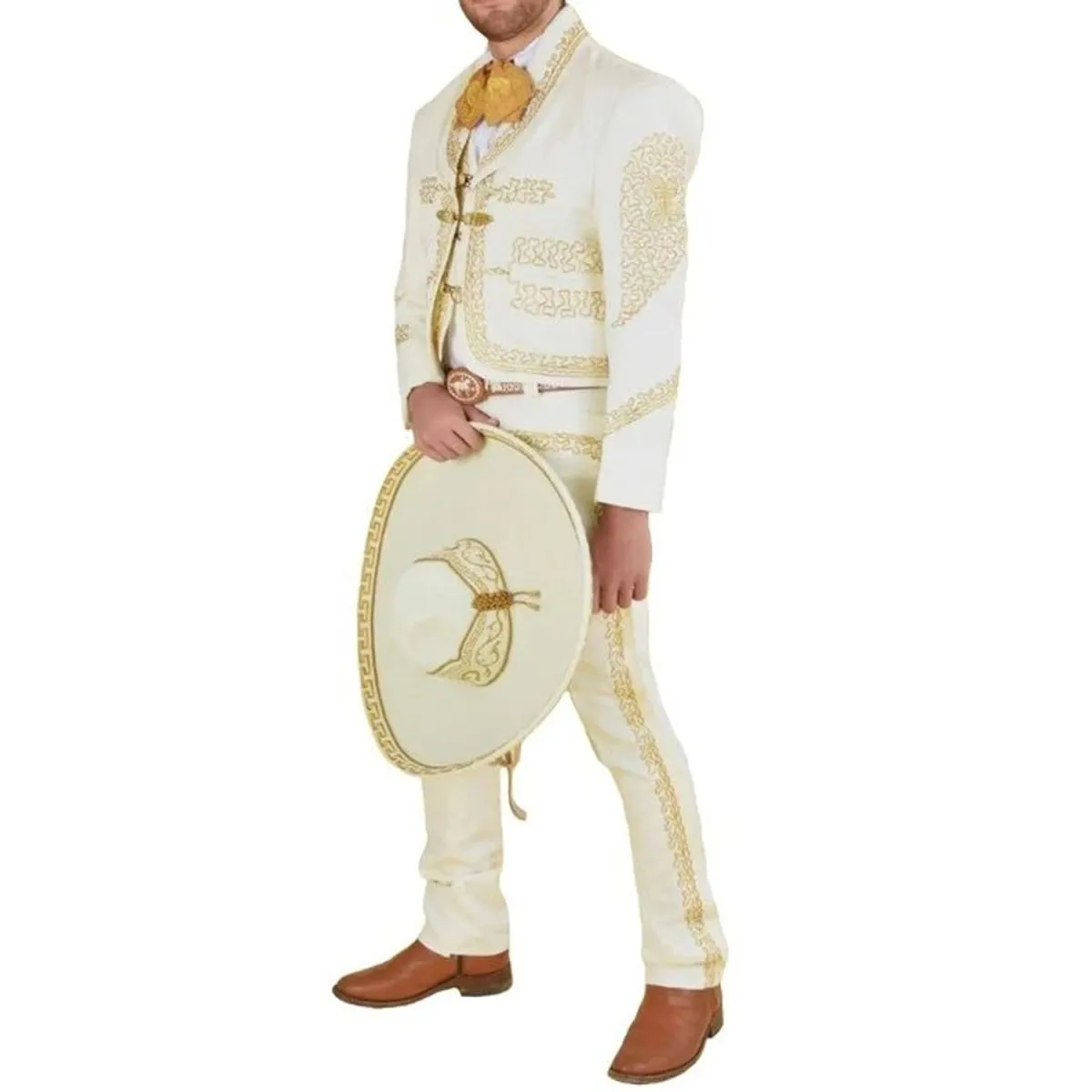 Traje Charro para Hombre (TODO INCLUIDO) Color Hueso con Oro imp-72140