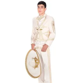 Traje Charro para Hombre (TODO INCLUIDO) Color Hueso con Oro imp-72140