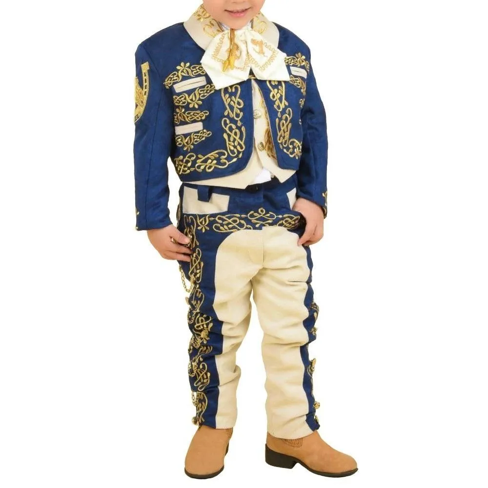 Traje Charro para Niño (TODO INCLUIDO) Azul Rey y Hueso Gamuzina imp-72331