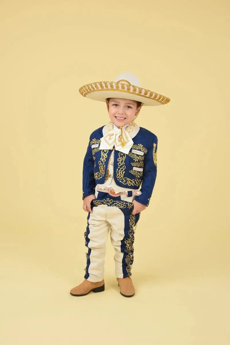 Traje Charro para Niño (TODO INCLUIDO) Azul Rey y Hueso Gamuzina imp-72331