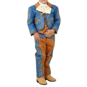 Traje Charro para Niño (TODO INCLUIDO) Azul Royal con Ocre y Oro imp-72326