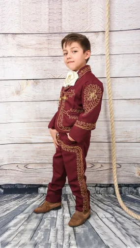 Traje Charro para Niño (TODO INCLUIDO) Color Vino y Oro imp-72310