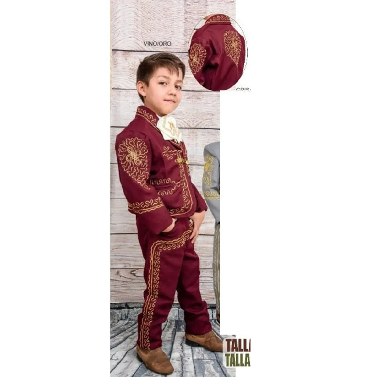 Traje Charro para Niño (TODO INCLUIDO) Color Vino y Oro imp-72310