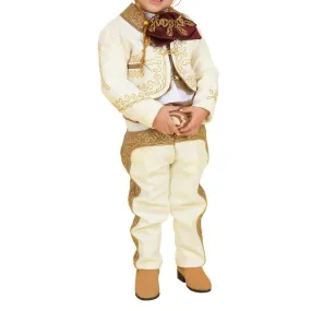 Traje Charro para Niño (TODO INCLUIDO) Hueso con Camel y Oro imp-72317