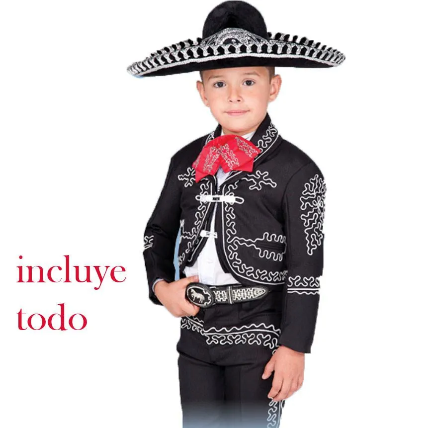 Traje Charro para Niño (TODO INCLUIDO) Negro Plata imp-72312