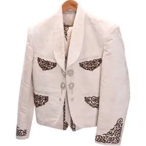 Traje de Charro de Lujo con Fino Bordado para Hombre Beige con Cafe WD-1041