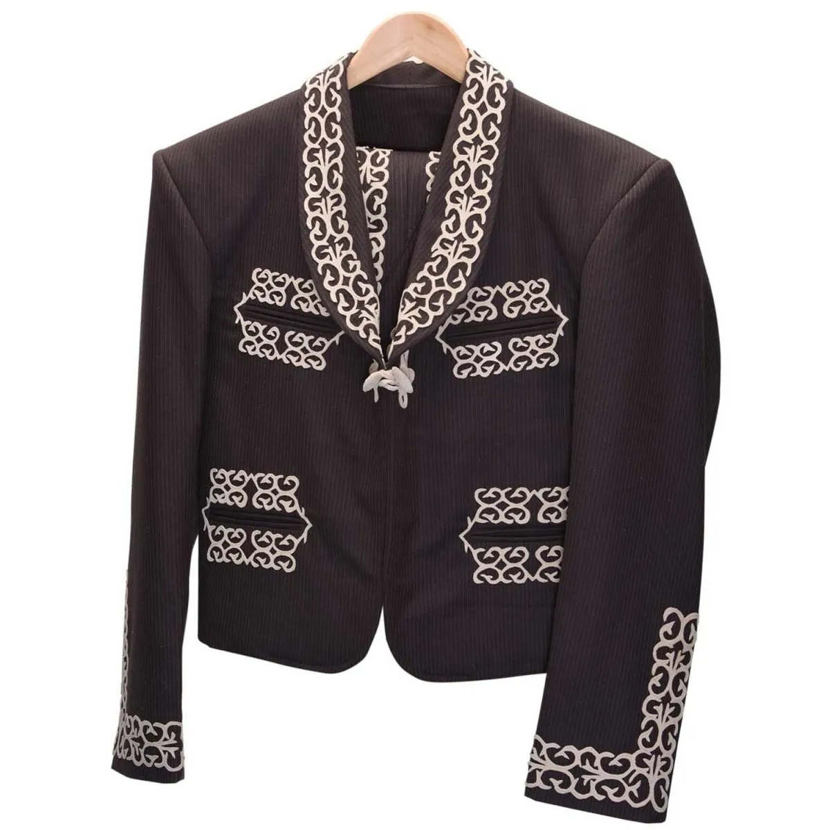 Traje de Charro de Lujo con Fino Bordado para Hombre Cafe con Beige WD-1040