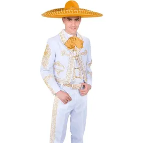Traje de Charro para Hombre (TODO INCLUIDO)  Color Blanco y Oro imp-72143