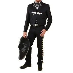 Traje de Charro para Hombre (TODO INCLUIDO) Color Negro y Plata imp-72130