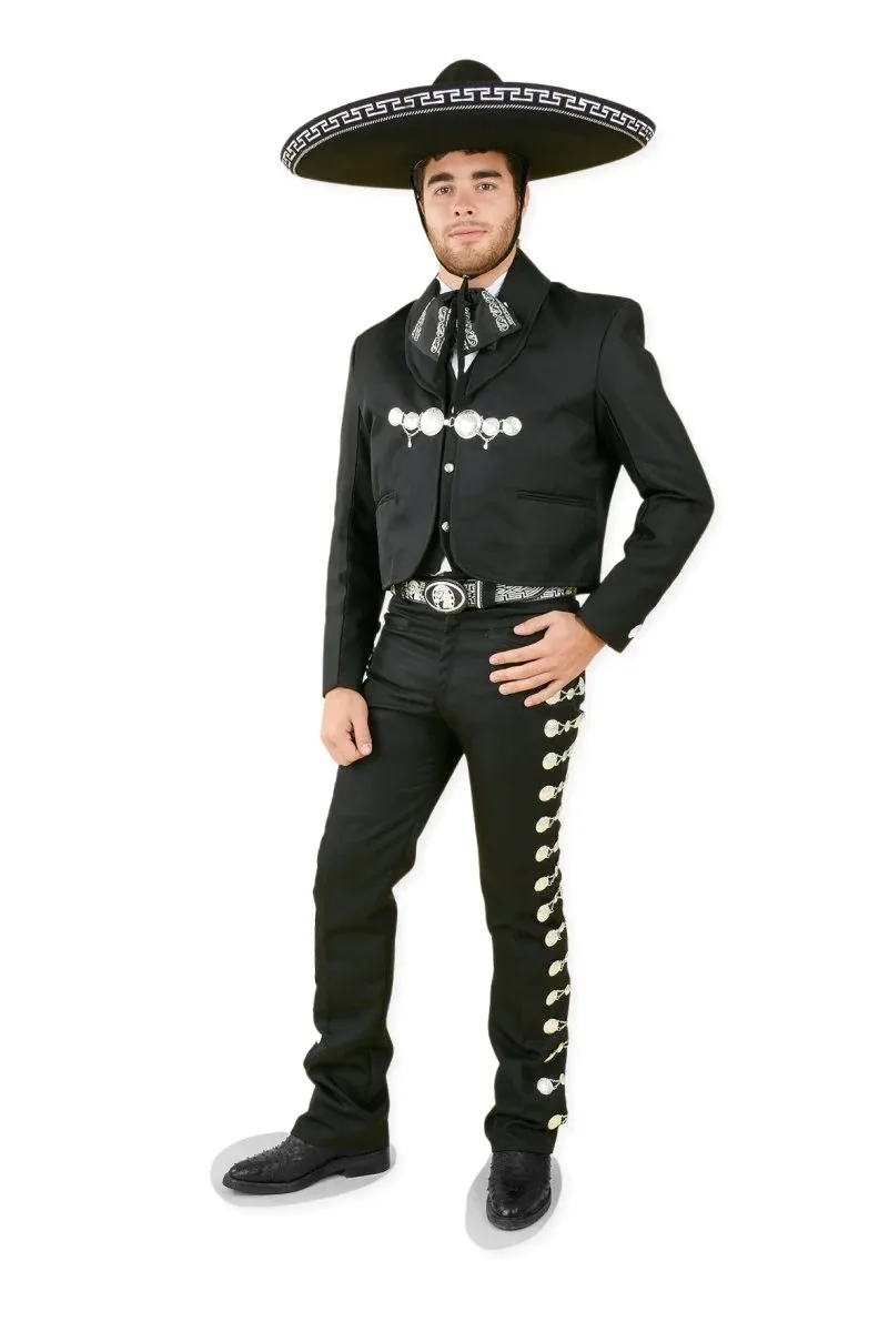 Traje de Charro para Hombre (TODO INCLUIDO) Color Negro y Plata imp-72130