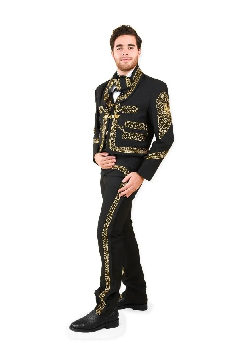 Traje de Charro para Hombre (TODO INCLUIDO) Negro con Oro IMP-72141