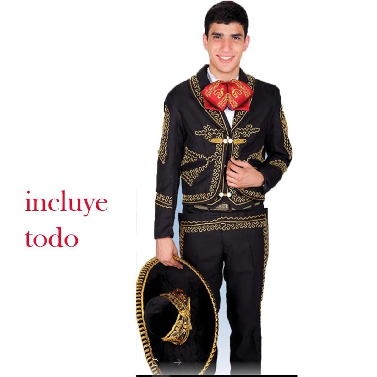 Traje de Charro para Hombre (TODO INCLUIDO) Negro con Oro IMP-72141