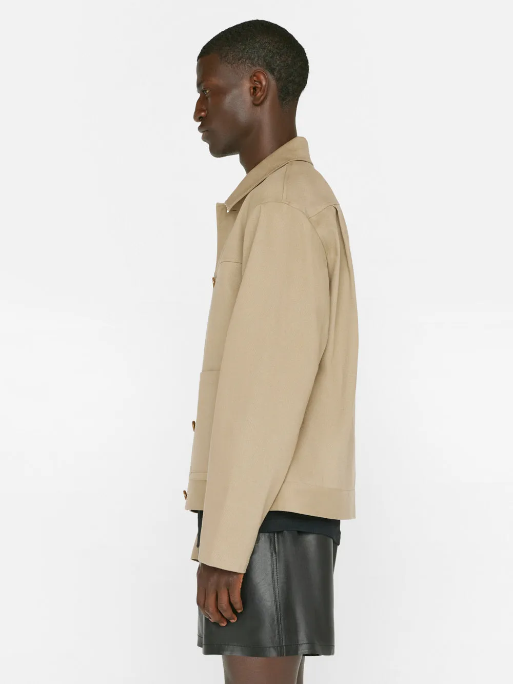 Unlined Cotton Trucker Jacket -- Sand Beige