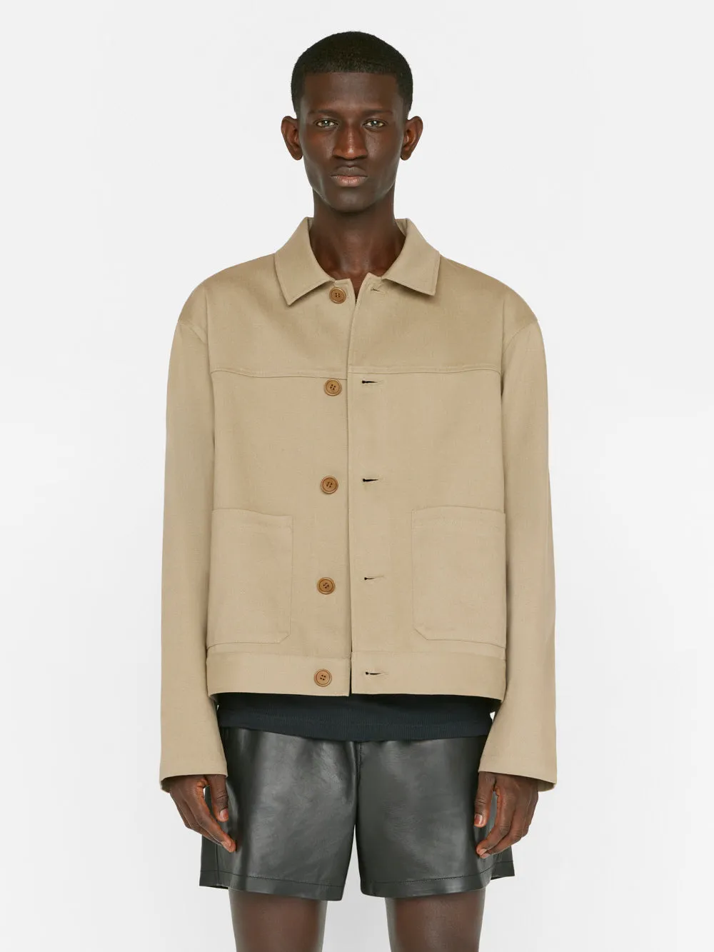 Unlined Cotton Trucker Jacket -- Sand Beige