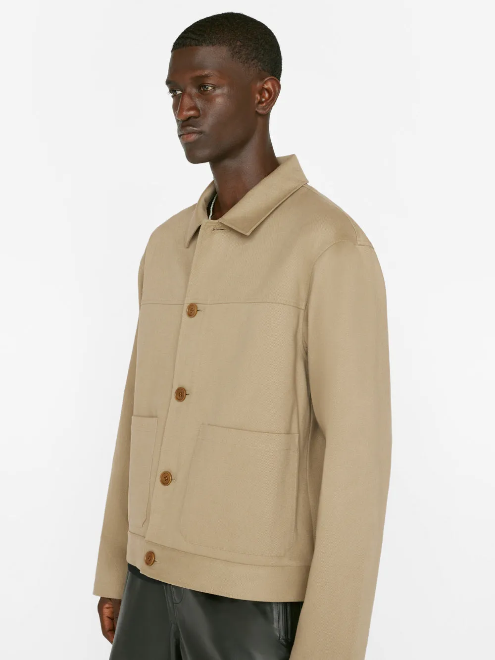 Unlined Cotton Trucker Jacket -- Sand Beige