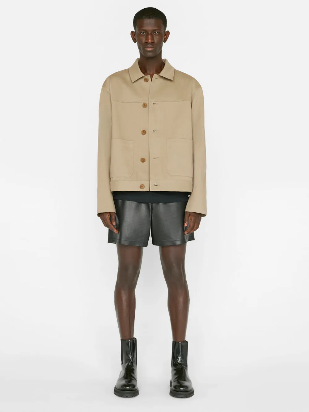 Unlined Cotton Trucker Jacket -- Sand Beige