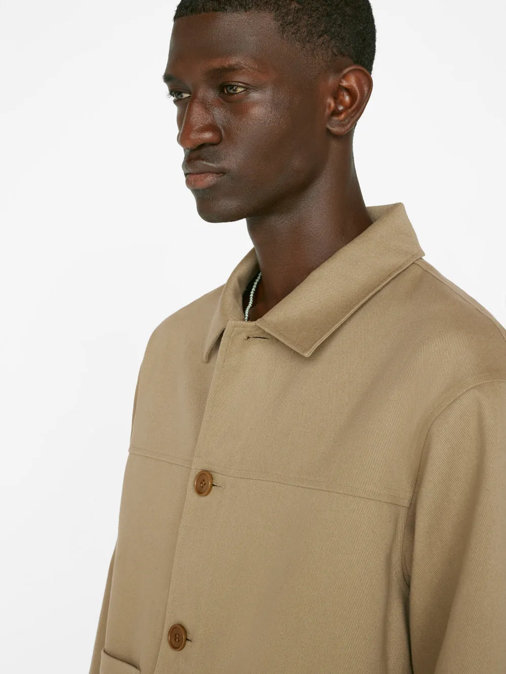 Unlined Cotton Trucker Jacket -- Sand Beige