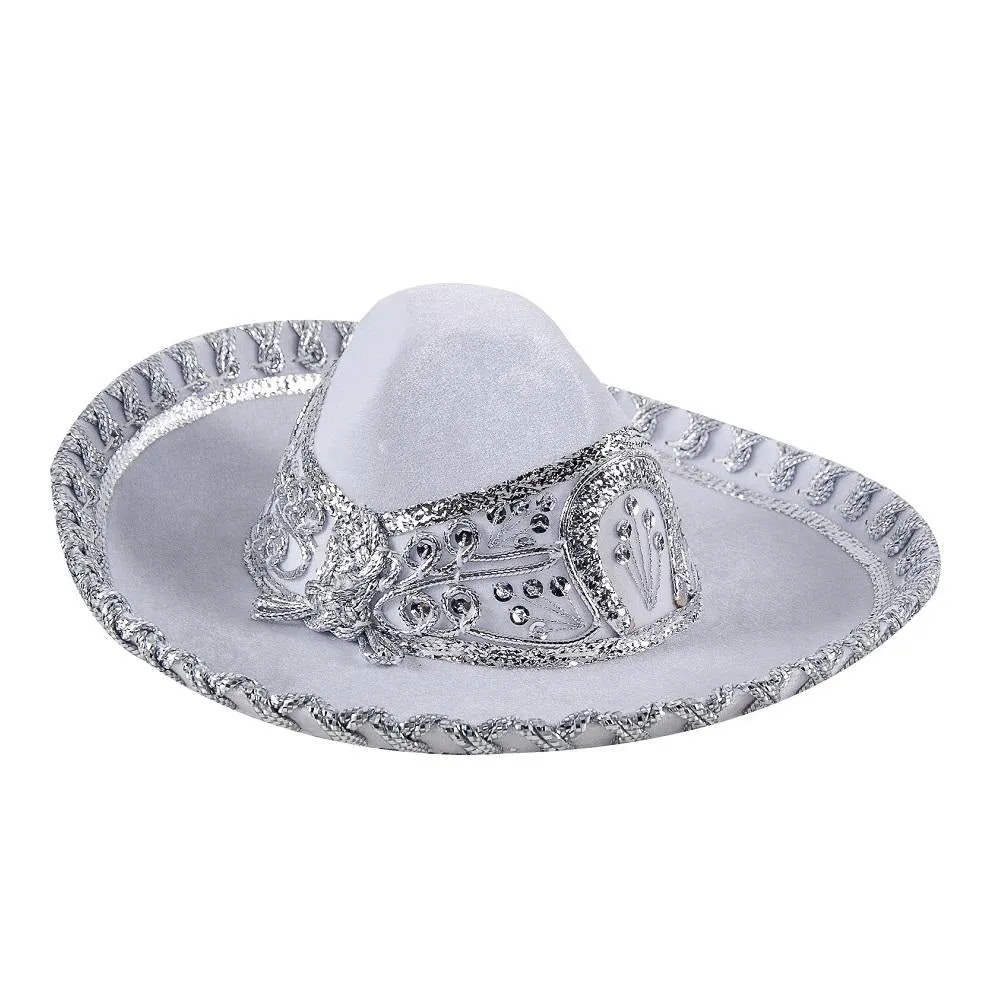 Vestido de Charro Bordado para Niña Color Blanco con Plata imp-76233