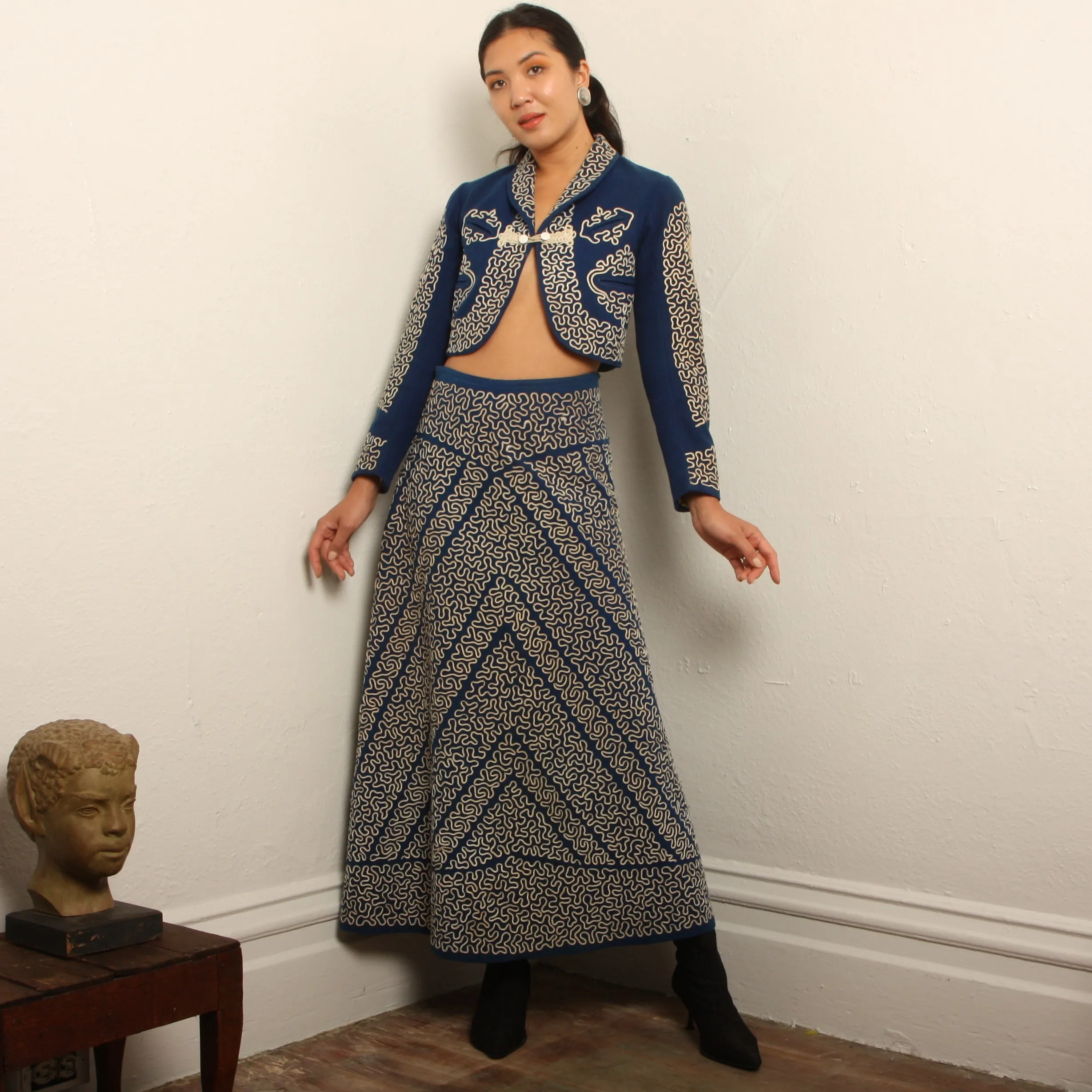 Vintage 40's Traditional Mexican Charro Skirt Suit