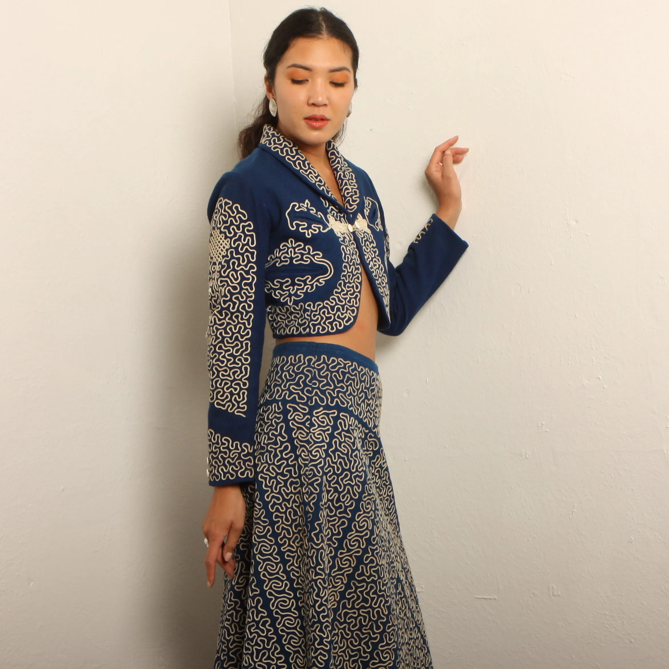 Vintage 40's Traditional Mexican Charro Skirt Suit