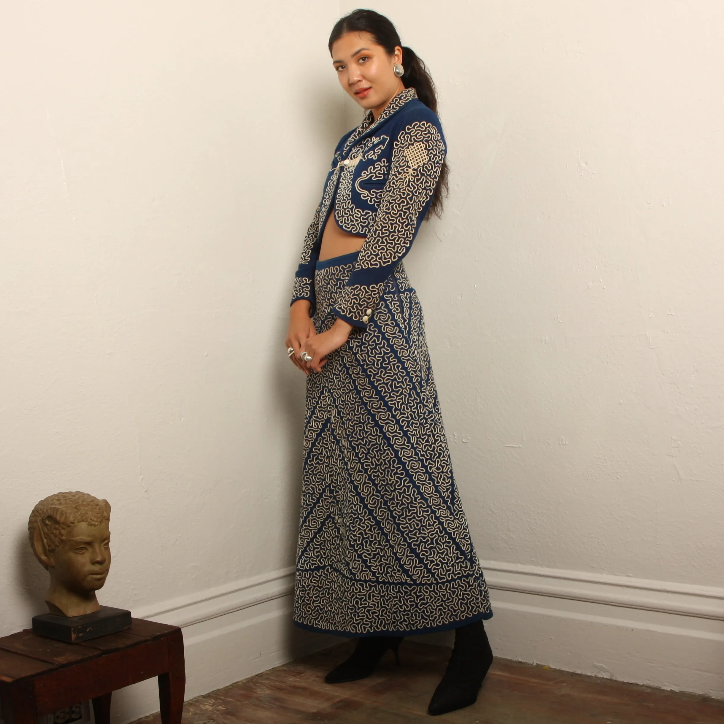 Vintage 40's Traditional Mexican Charro Skirt Suit
